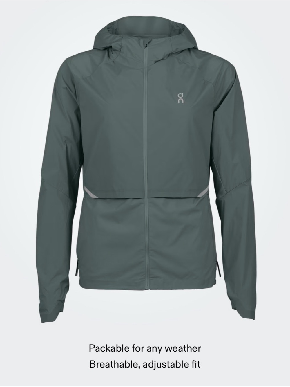 On CORE JACKET- Running Lightweight Hooded Jacket in Olive green - Picture 3 of 6